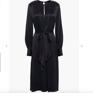 100% Silk Joseph Belted Pleated Cutout Silk-Satin Dress NWT Size FR 36